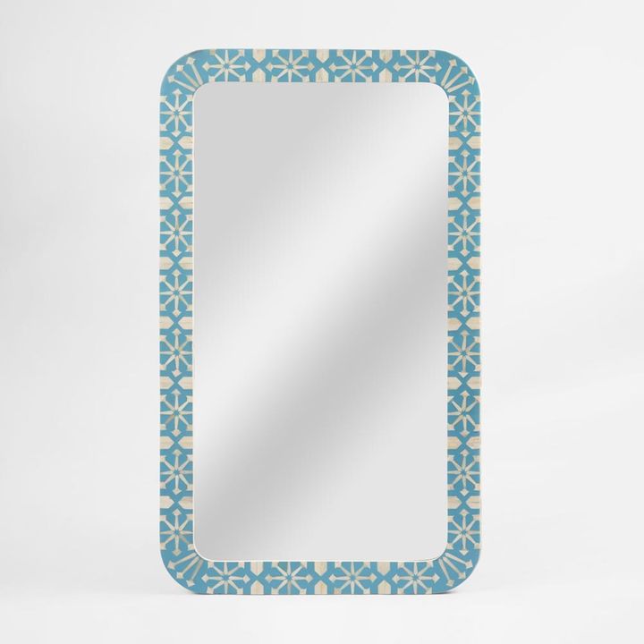 Adina Bone Inlay Mirror Aqua/White