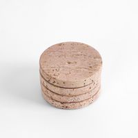 Graze Travertine Coaster Set 4 Round Rust