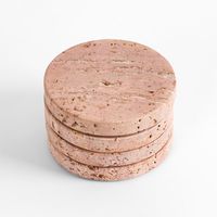 Graze Travertine Coaster Set 4 Round Rust