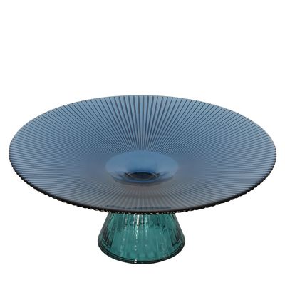 Morello Glass Footed Bowl Blue