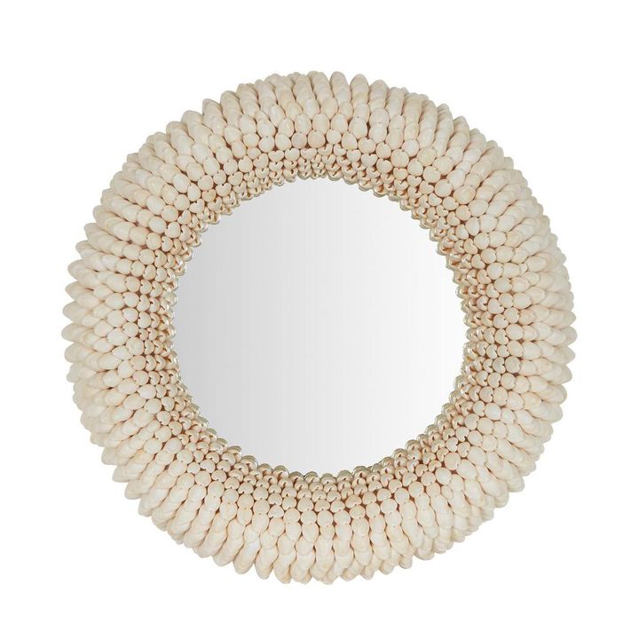 Terrigal Round Mirror 40x40cm Cream