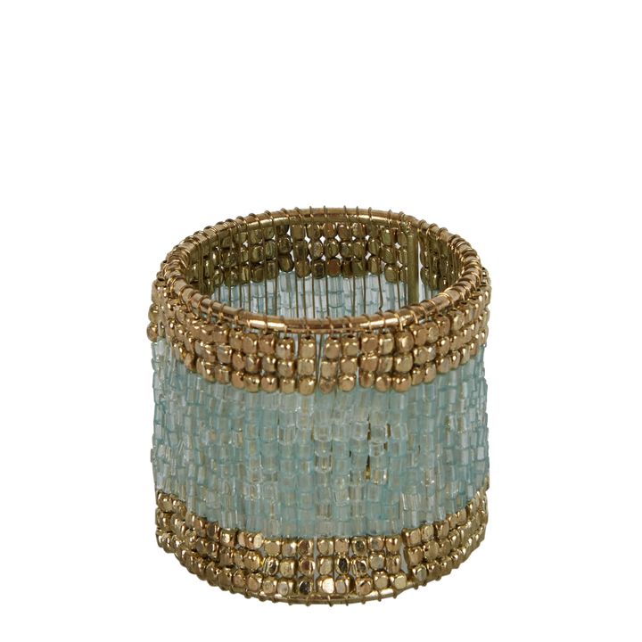 Beaded Napkin Ring Mint Gold