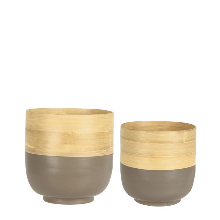 Blana Bamboo Planters Grey Set of 2