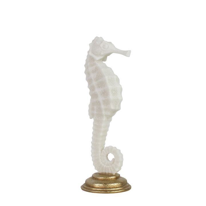 Kipper Seahorse Statue White Large