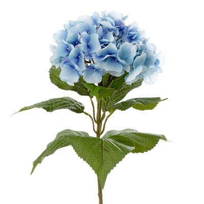 Hydrangea with Leaf 65cm Light Blue