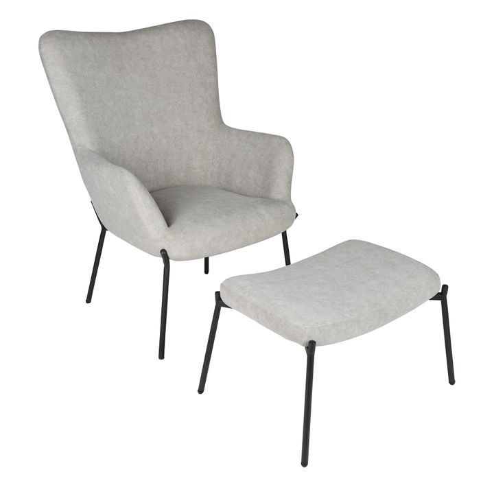 Justin Armchair with Stool Grey