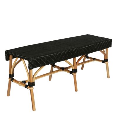 Missoli Rattan Bench Black -Outdoor Undercover