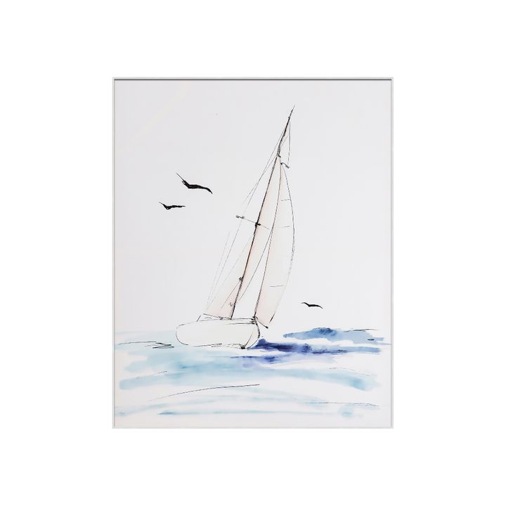 Aidan Yacht Print With Natural Timber Frame