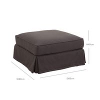 Slip Cover Only - Noosa Hamptons Ottoman Charcoal