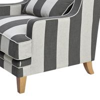 Bondi Hamptons Armchair Grey/Cream Stripe**