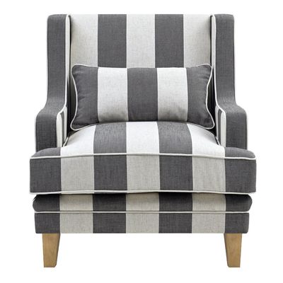 Bondi Hamptons Armchair Grey/Cream Stripe