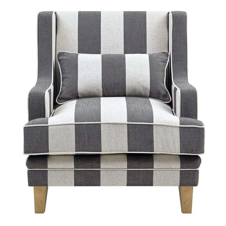 Bondi Hamptons Armchair Grey/Cream Stripe