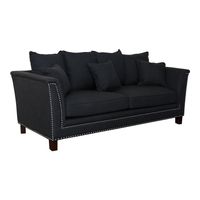 Manhattan 3 Seat Sofa Charcoal W/Silver Studs