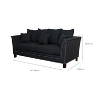 Manhattan 3 Seat Sofa Charcoal W/Silver Studs