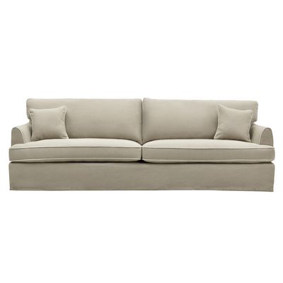 Slip Cover Only - Byron Hamptons 4 Seat Sofa Natural W/White Piping