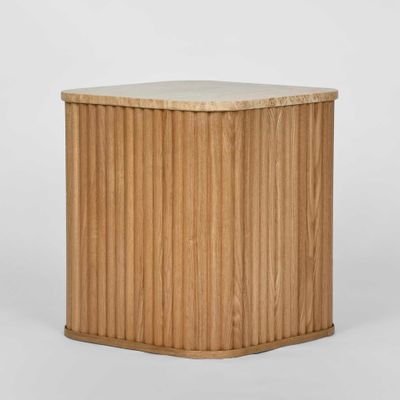 Travertine Oak Side Table