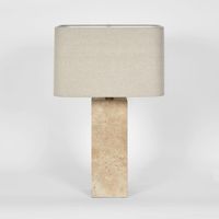 Imperial Travertine Table Lamp with Natural Linen Shade