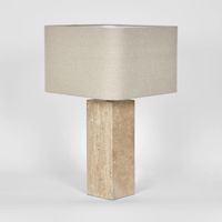 Imperial Travertine Table Lamp with Natural Linen Shade