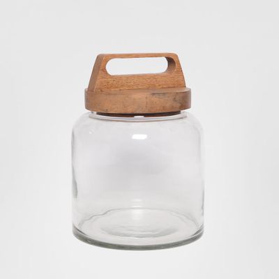 Glass Sorage Jar With Wood Lid SML