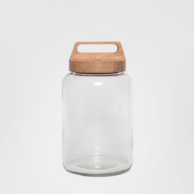 Glass Sorage Jar With Wood Lid LGE