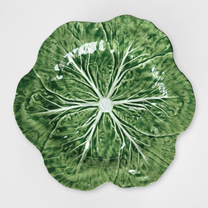 Luxe Cabbage Leaf Green Round Platter