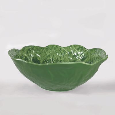 Luxe Cabbage Leaf Green LGE Serving Bowl