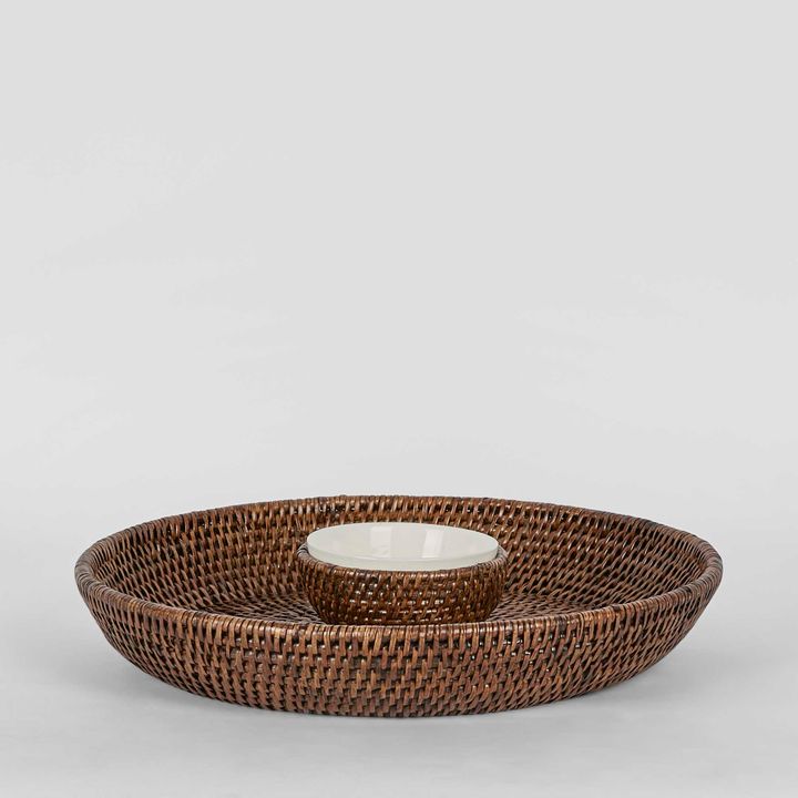 Paume Rattan ChipnDip Tray Antique Brown