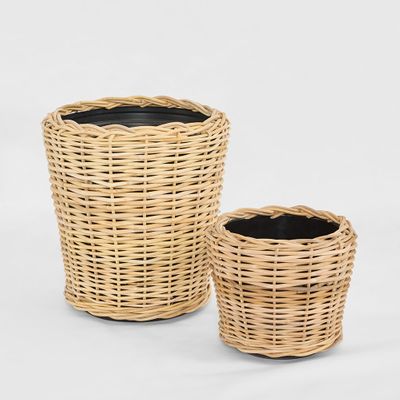 Round Rattan Basket Set of 2 Natural