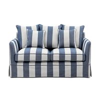 Slip Cover Only - Noosa Hamptons 2 Seat Sofa Denim/Cream Stripe