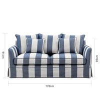 Slip Cover Only - Noosa Hamptons 2 Seat Sofa Denim/Cream Stripe