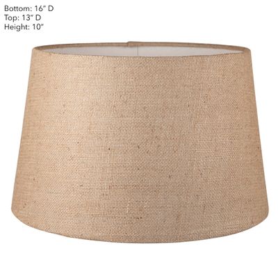 Large Drum Lamp Shade (16x13x10 H) - Dark Natural Linen - Linen Lamp Shade with E27 Fixture