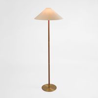 Huntley Leather & Brass Floor Lamp & Linen Shade