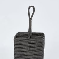 Paume Rattan Cutlery Tall Caddy Black