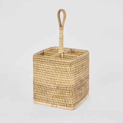 Paume Rattan Cutlery Tall Caddy Natural