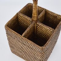 Paume Rattan Cutlery Tall Caddy Antique Brown