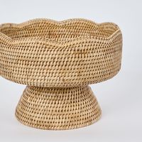 Paume Scallop Rattan Fruit Bowl on Stand Natural