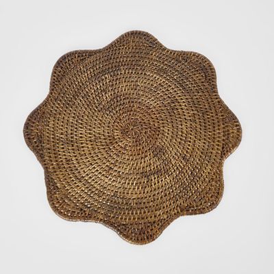 Paume Scallop Rattan Placemat Antique Brown