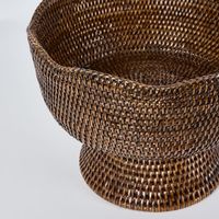 Paume Scallop Rattan Fruit Bowl on Stand Antique Brown