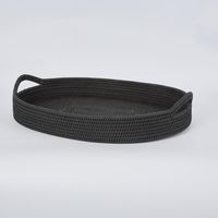 Paume Rattan Oval Serving Tray with Handles Black