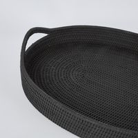 Paume Rattan Oval Serving Tray with Handles Black