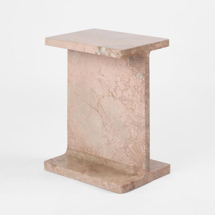Iza I Beam Marble Side Table Pink