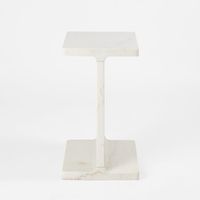 Iza I Beam Marble Side Table White