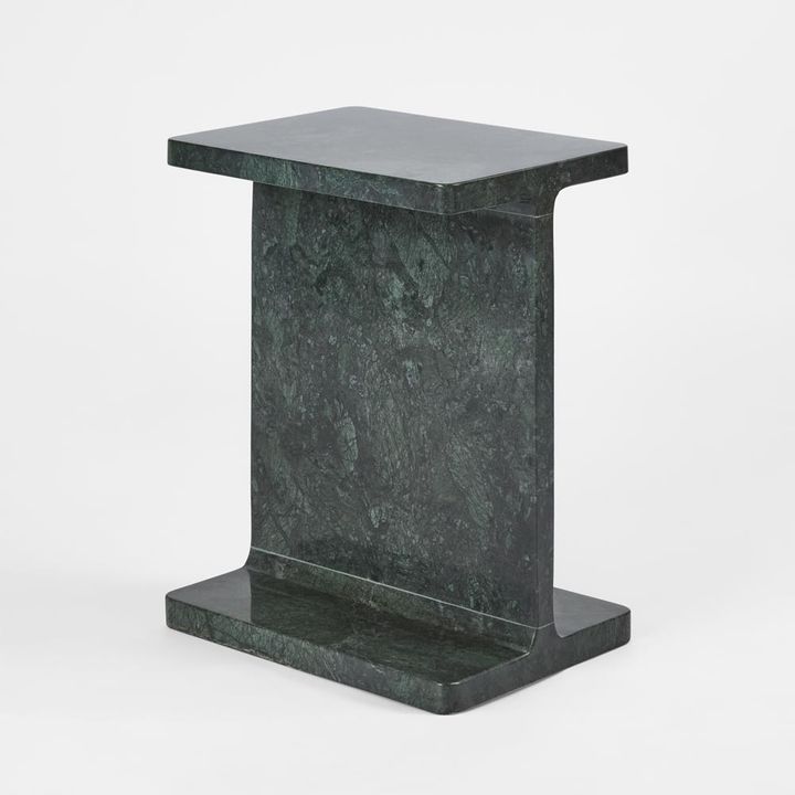 Iza I Beam Marble Side Table Green