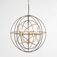 Large Black & Brass Iron Orb Pendant