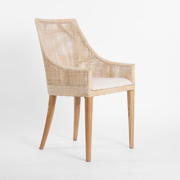 Charlotte Rattan Dining Chair Natural Whitewash