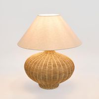 Dallas Rattan Table Lamp with linen shade