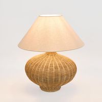 Dallas Rattan Table Lamp with linen shade