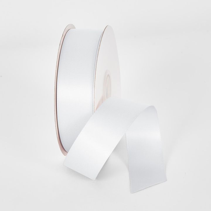 White 25mm Double Sided Satin Ribbon 25 Yards - P112