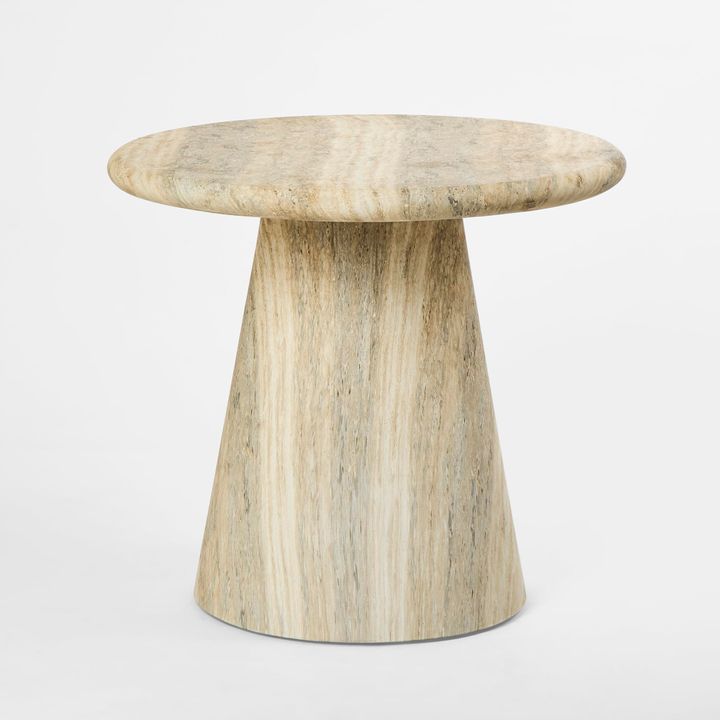 Parisi Round Side Table Grey Travertine Look - Outdoor