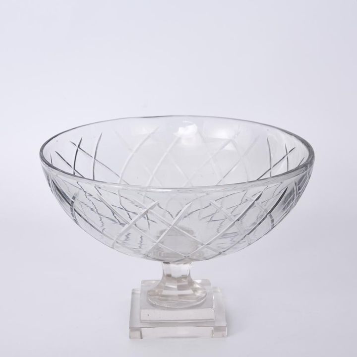 Asscher Hand Cut Pedestal  Bowl